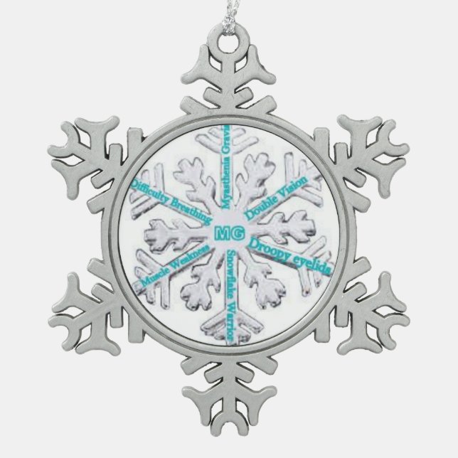 Myasthenia Gravis Awareness Teal PewterOrnament Snowflake Pewter Christmas Ornament (Front)