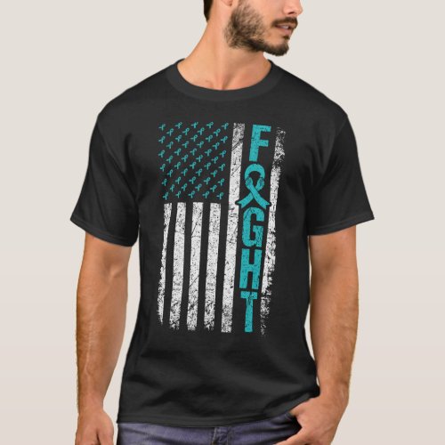 Myasthenia Gravis Fight USA Flag Teal MG Awareness T_Shirt