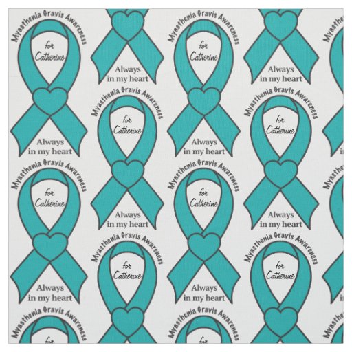 Myasthenia Gravis Heart Ribbon Name Customizable Fabric