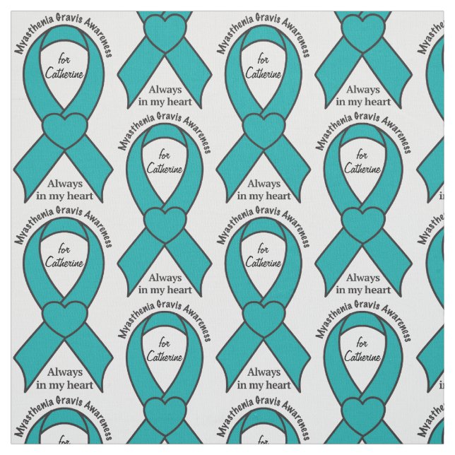 Myasthenia Gravis Heart Ribbon Name Customizable Fabric (Swatch)