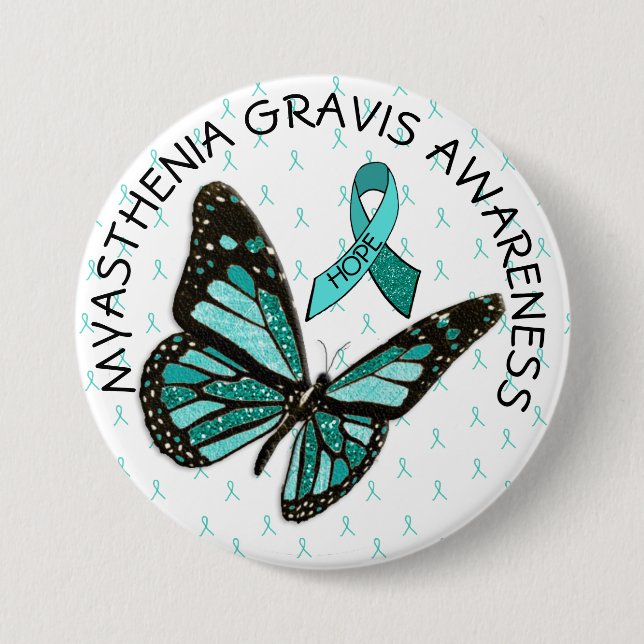 Myasthenia Gravis Hope Awareness Button Butterfly (Front)