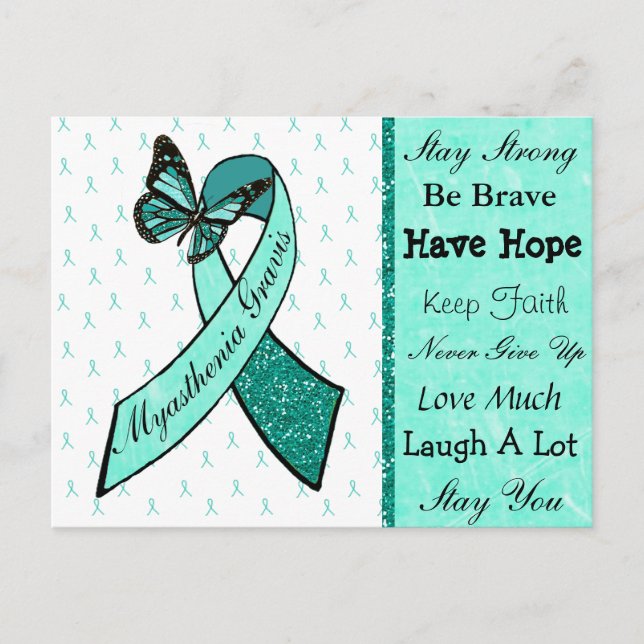 Myasthenia Gravis Hope Butterfly Ribbon Postcard (Front)