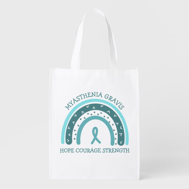 Myasthenia Gravis Hope, Courage, Strength Grocery Bag (Front)