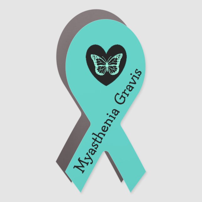 Myasthenia gravis MG Awareness Ribbon Teal Car Magnet (Front)