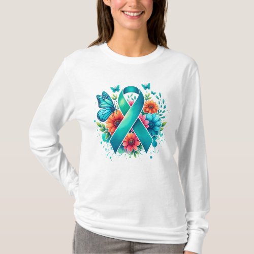Myasthenia Gravis Teal Awareness Ribbon T_Shirt