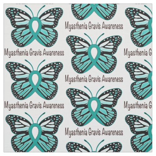Myasthenia Gravis Teal Butterfly Awareness Ribbon Fabric