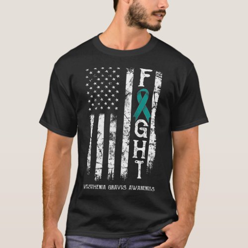 Myasthenia Gravis Warrior US Flag T_Shirt