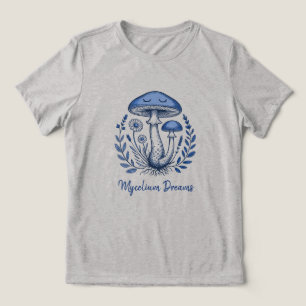 Mycelium Dreams Sleepy Mushroom Vintage Botanical Tri-Blend Shirt