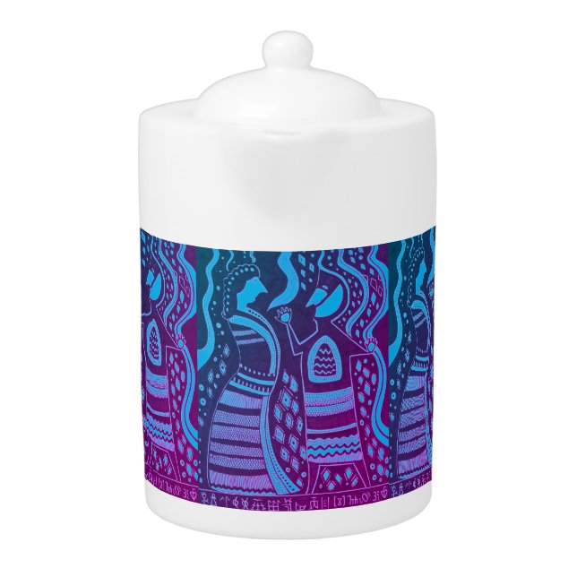 Mycenaean Greek Inspired Blue Couple Teapot (Front)