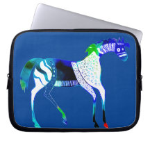 Mycenaean Greek Inspired Blue Horse Laptop Case