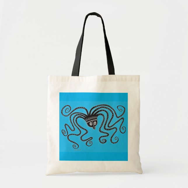 Mycenaean Greek Inspired Blue Octopus Tote Bag (Front)