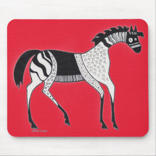 Mycenaean Greek Inspired Red Horse Mouse Pad