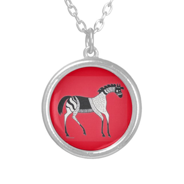 Mycenaean Greek Inspired Red Horse Necklace (Front)