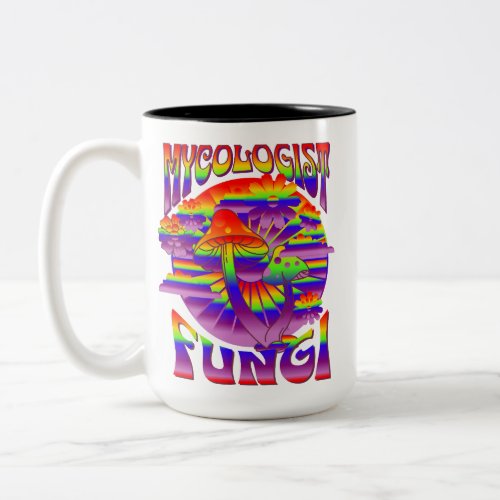 Mycologist fungi funny groovy rainbow mug
