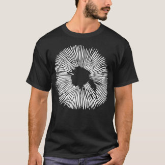 Mycology On Stencil Mushroom Spore Print Black T-Shirt