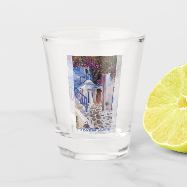 Myconos  coffee mug shot glass (Front)