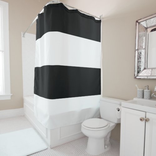 Mydeas  Black  White Extra Wide Stripes Shower Curtain