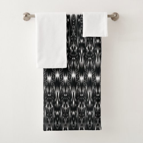 Mydeas  Black  White Gray Abstract Tie_Dyed Ikat Bath Towel Set