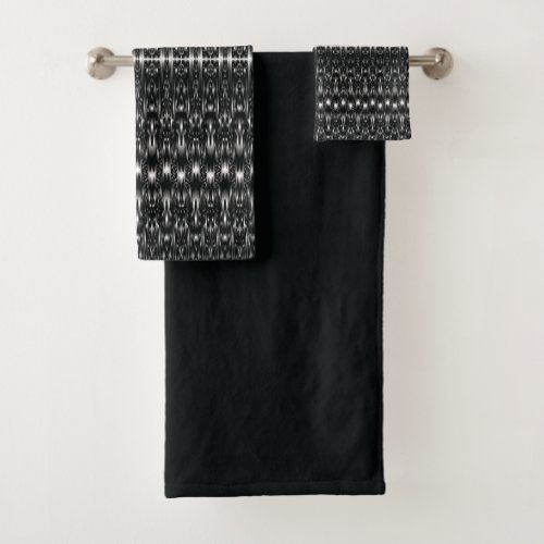 Mydeas  Black  White Gray Abstract Tie_Dyed Ikat Bath Towel Set