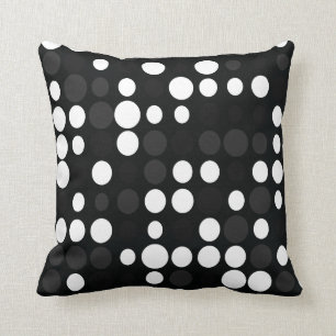 Mydeas Black & White Gray Retro Dots Throw Pillow
