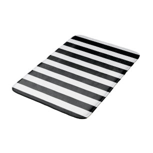 Mydeas   Black & White Thick Stripes Bath Mat