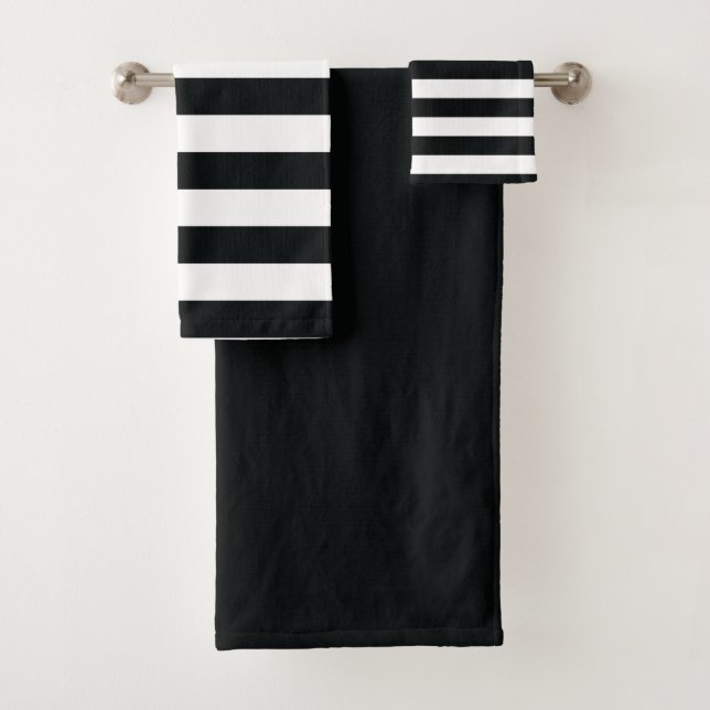 Mydeas | Black & White Thick Stripes Bath Towel Set (Insitu)