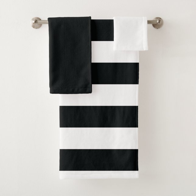 Mydeas | Black & White Thick Stripes Bath Towel Set (Insitu)