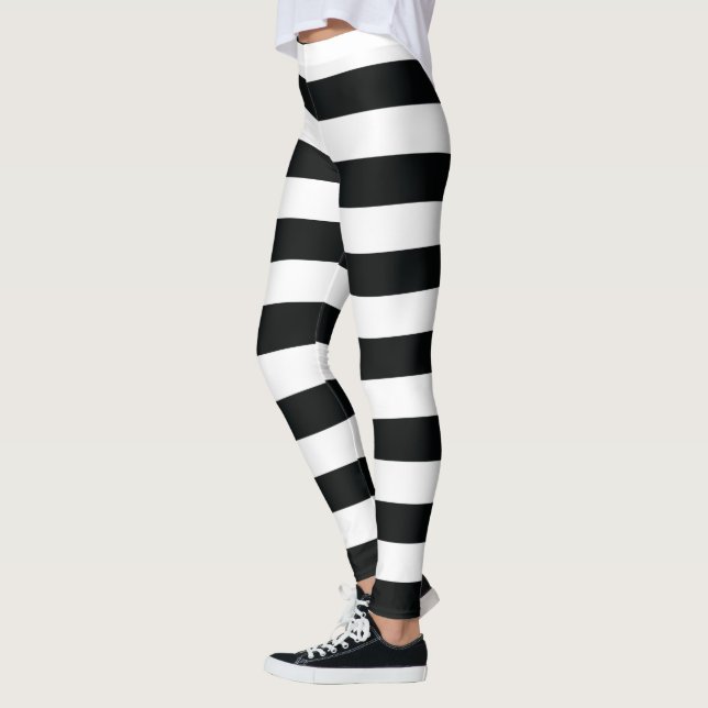 Mydeas | Black & White Thick Stripes Leggings (Left)
