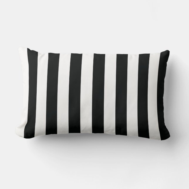 Mydeas | Black & White Thick Stripes Lumbar Pillow (Front)
