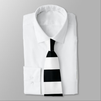 Mydeas | Black & White Thick Stripes Neck Tie