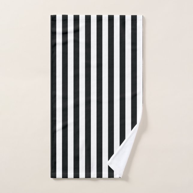 Mydeas | Black & White Thin Stripes Hand Towel (Hand Towel)