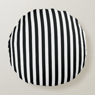 Mydeas   Black & White Thin Stripes Round Pillow
