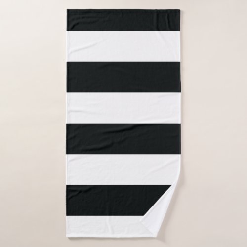 Mydeas  Black  White Wide Stripes Bath Towel