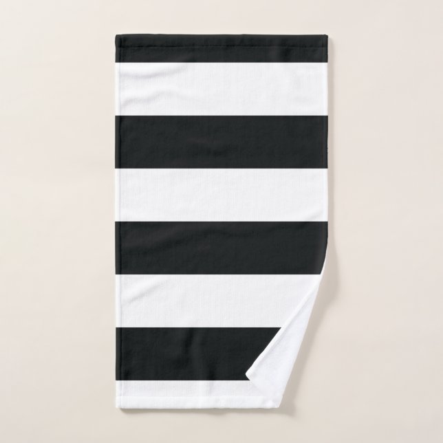 Mydeas | Black & White Wide Stripes Hand Towel (Hand Towel)