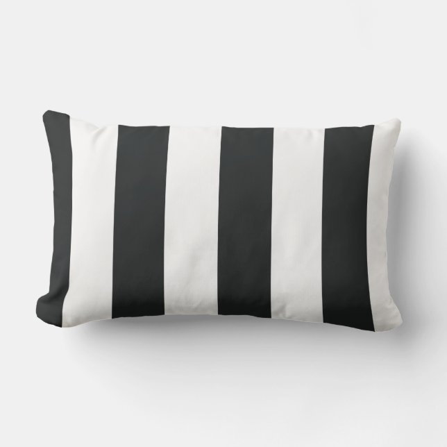 Mydeas | Black & White Wide Stripes Lumbar Pillow (Front)