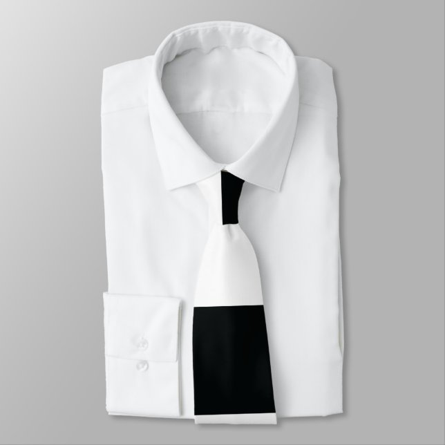 Mydeas | Black & White Wide Stripes Neck Tie (Tied)