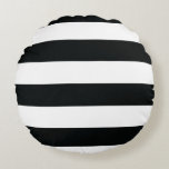 Mydeas | Black &amp; White Wide Stripes Round Pillow