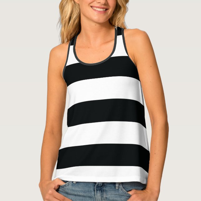 Mydeas | Black & White Wide Stripes Tank Top (Front)