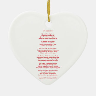 MyDeepLovePoemTextRedOnWhite021411 Ceramic Ornament