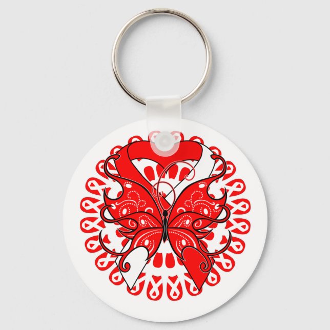 Myelodysplastic Syndromes Butterfly Circle of Ribb Keychain (Front)