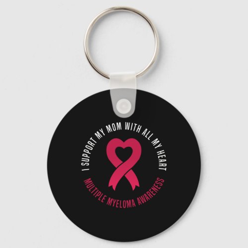 Myeloma Awareness I Support My Mom Ribbon Heart  Keychain