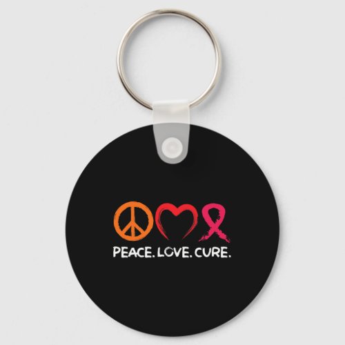 Myeloma Awareness Peace Love Cure  Keychain