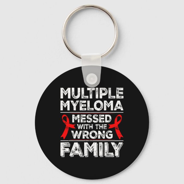 Myeloma Awareness Ribbon Blood Cancer Survivor Pla Keychain (Front)