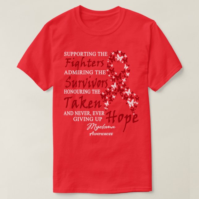 Myeloma Awareness Supporting The Fighters Butterfl T-Shirt (Design Front)