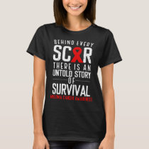 Myeloma Cancer Awareess Every Scar Burgundy Ribbon T-Shirt