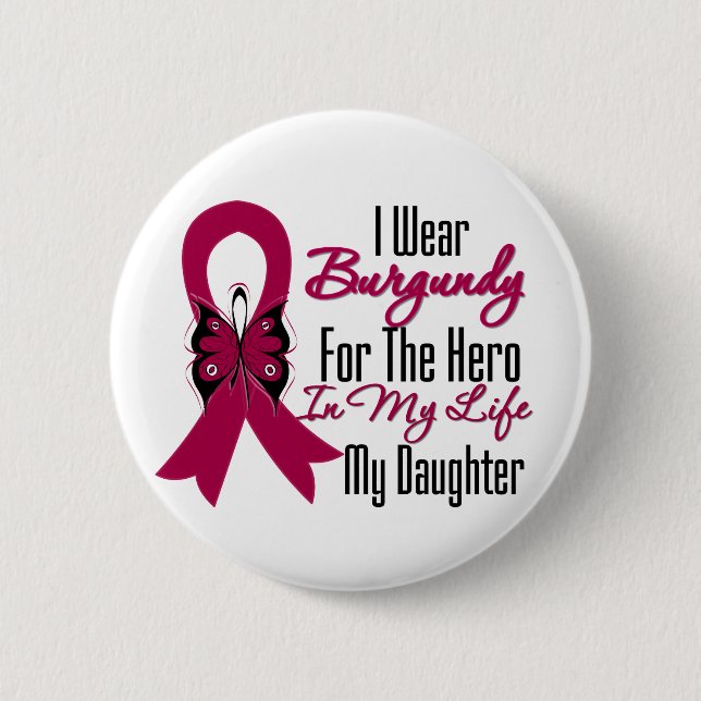 Myeloma Ribbon Hero My Daughter Button (Front)