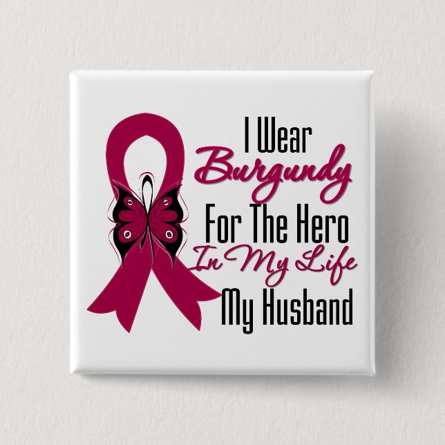Myeloma Ribbon Hero My Husband Button (Front)
