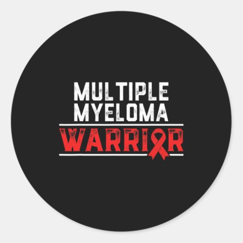 Myeloma Warrior Blood Cancer Awareness Ribbon  Classic Round Sticker