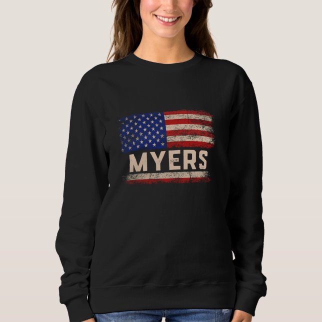 Myers Last Name Shirt Myers Name American Flag (Front)