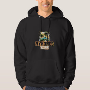 Mykonos 2025 Greece Colorful Vacation Quote Hoodie